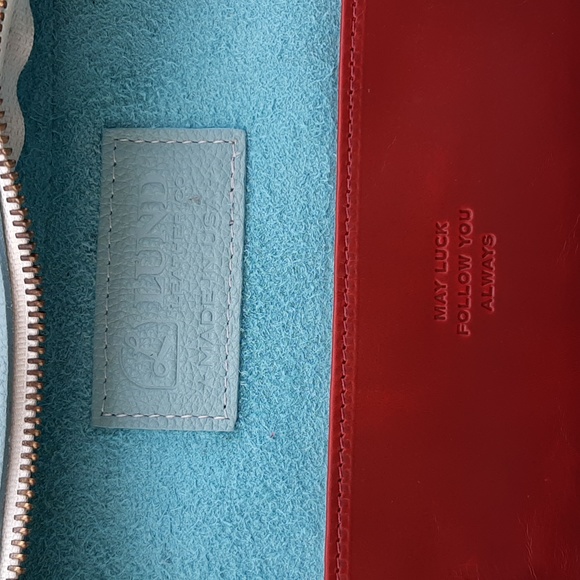 Lund Leather Co. Torquoise Leather Zippered Backpack - Picture 4 of 5